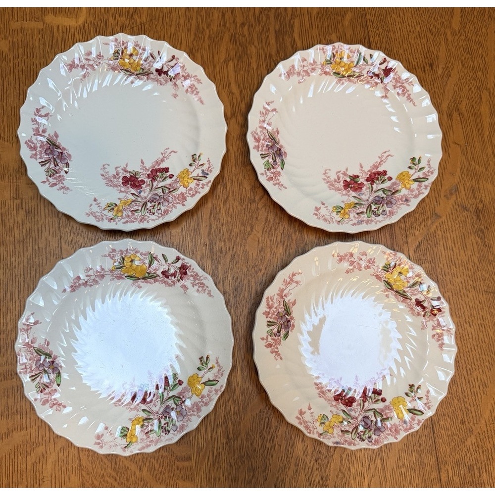Vtg Copeland Spode Fairy Dell Set Of 4 Dessert Plates 6" Excellent